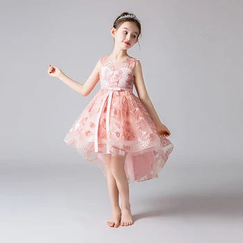 

Sundae Angel Girl Dress Summer Backless Solid Belt Lace Princess Wedding Dress Girls Train Ceremony Events Prom Gowns Dresses