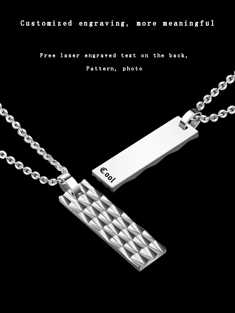Men Necklace, Light Luxury Trendy Hip-Hop Pendant Tungsten Matching Clothes Original Design Jewelry, Engraving, Free Shipping