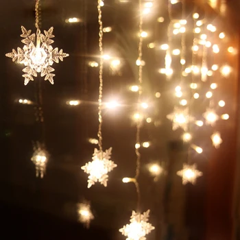 

Sale Outdoor LED String lights Waterproof Curtain Lamp 110V US Plug Snowflake Fairy Light For Christmas Wedding Party Decor Q30