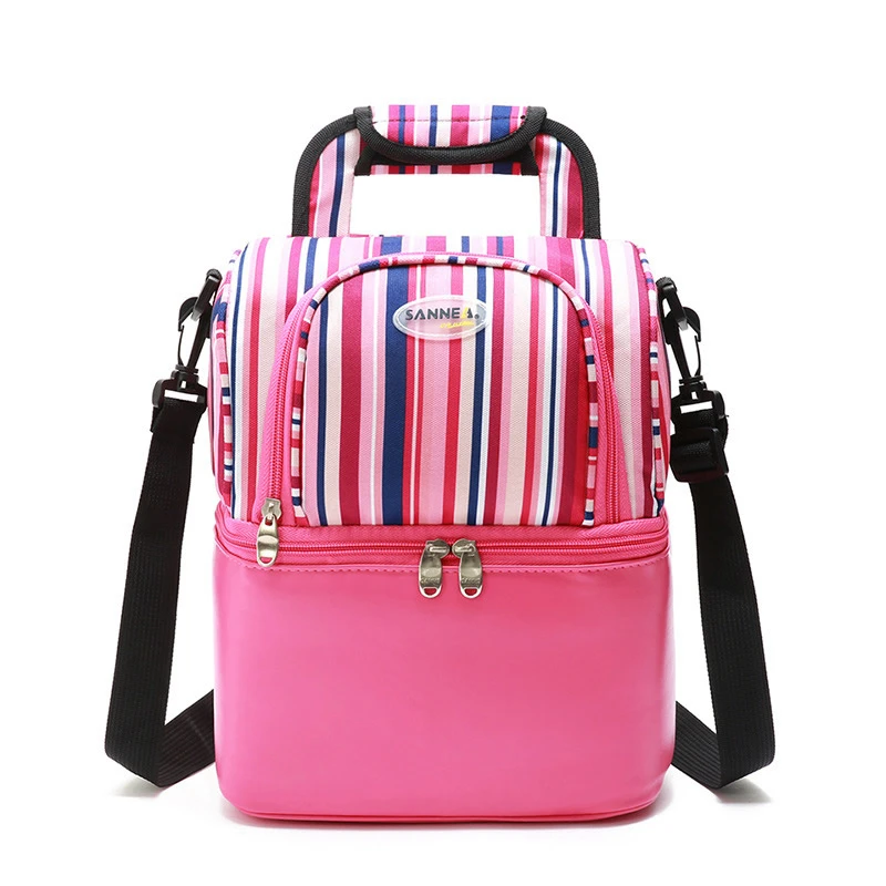 Fashion Double Layer Lunch Bag Portable Outdoor Waterproof Picnic Thermal Food Cooler Ice Thicken Insulated Oxford Cloth Tote