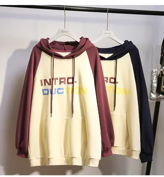 

2020 Pack Big Code Leisure Top Fat Mm Loose Joker Contrast Color Printing Lian Hat Sweater 2293