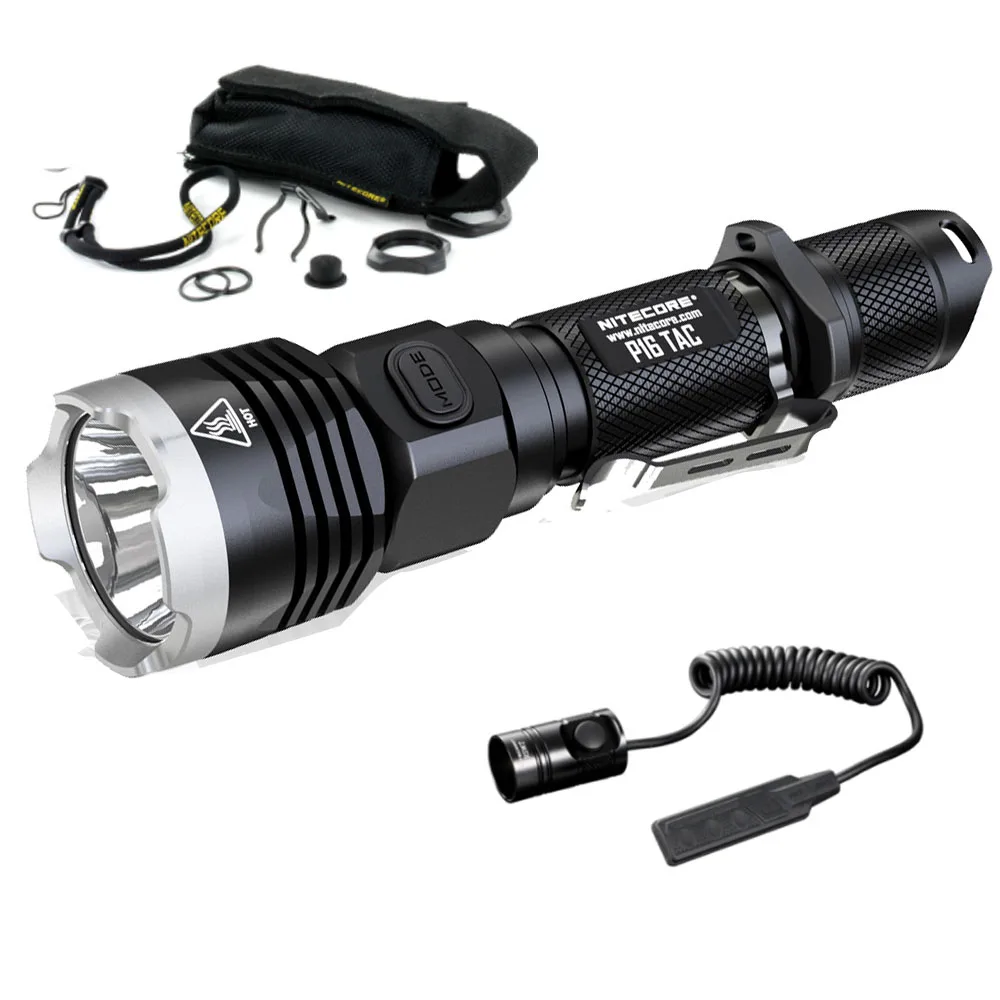 NITECORE P16Tac Tactical Flashlight CREE XM-L2(U3 max 1000 lumen beam distance 300 meter outdoor search torch with RSW1 - Испускаемый цвет: P16TAC RSW1