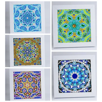 

DIY 5D Diamond Embroidery Special Shape Drill Mandala Diamond Painting Rhinestone Crystal Painting Home Decor With Frame