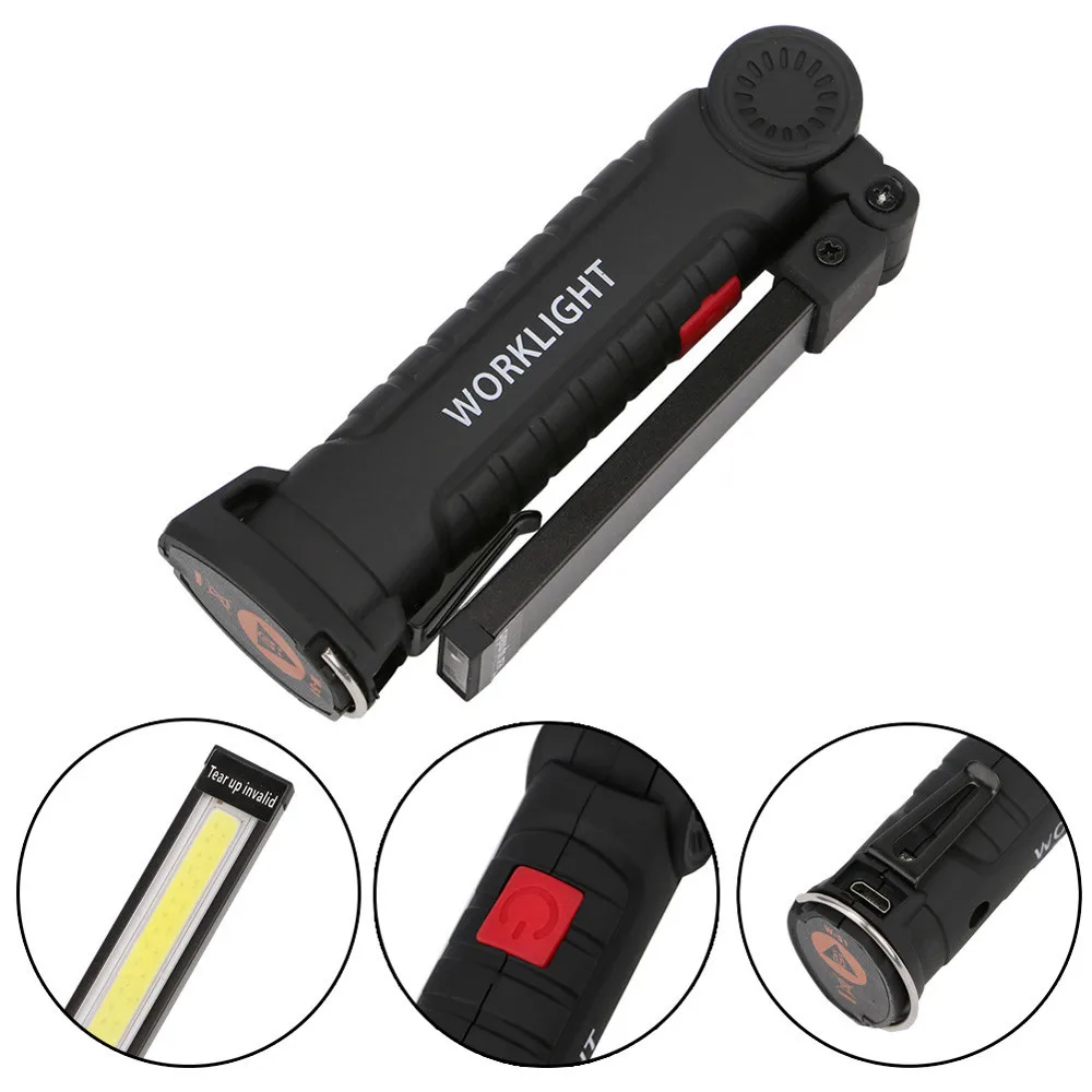 

CARPRIE Portable Working Light COB+LED Rechargeable Magnetic Torch Flexible Inspection Lamp Black Cordless Worklight #45