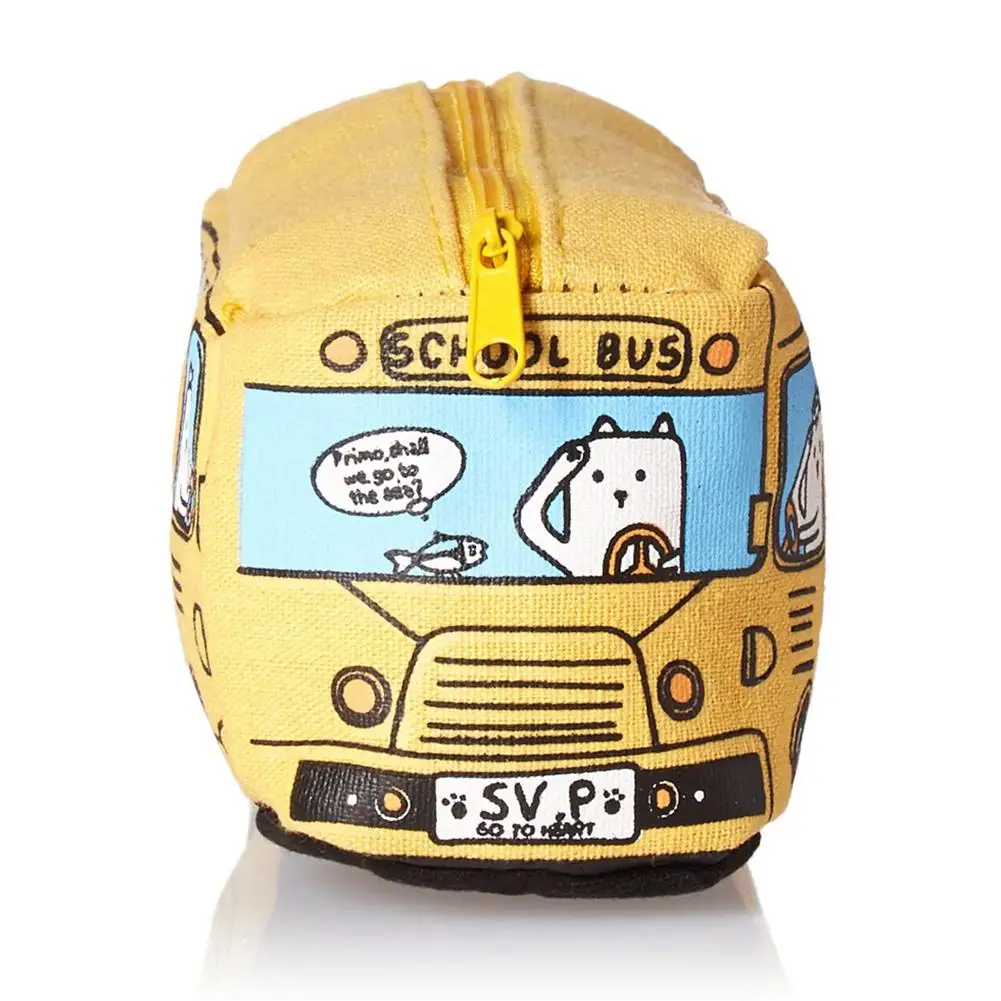 Студенческая сумка для карандашей, канцелярские принадлежности, мультяшная форма автобуса, холст, 19*6,5 см, чехол для карандашей, сумка для хранения канцелярских принадлежностей, D15