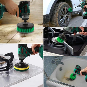 

9Pcs Drill Brush Attachment Kit Power Scrubber Drill Brushes with 6 inch Long Reach Extension for Cleaning Bathroom, Kitchen, Ga