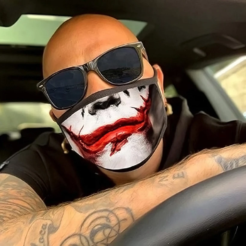 

3D Halloween Smile Joker Adult Cotton Face Dust Mask Reusable Party Print Pollution Masks Mouth Cover Washable Funny Skull 2020
