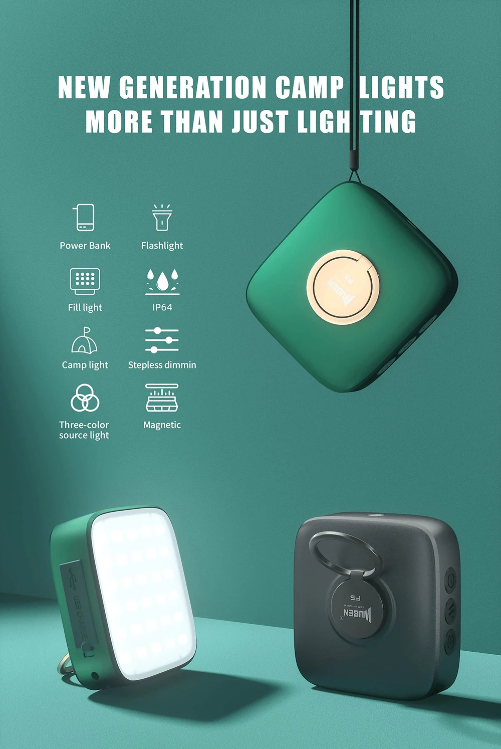 Banco de Potência Artificial para Acampamento Wuben Acampamento Lanterna 500 Lumens Temperatura Cor Múltipla f5 Luz 1 lanterna 500 lumens temperatura cor múltipla luz artificial para acampamento