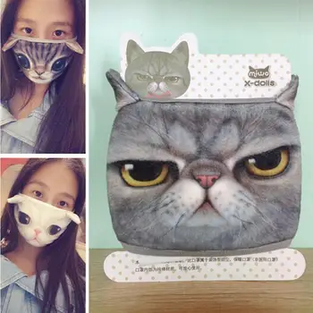 

Cartoon Cat Cotton Dust-proof Breathable Anti Haze Protective Mouth Face Mask Cartoon cat pattern design very cute and funny