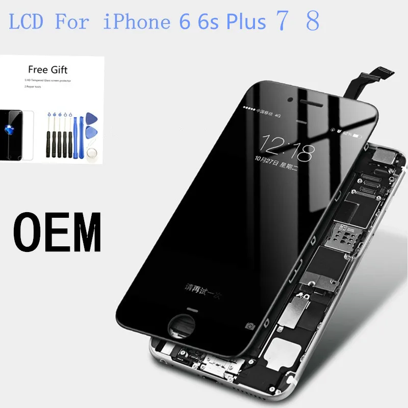 Skup OEM oryginalny lcd wyświetlacz dla iPhone 6 6plus 6s plus 8 montaż digitizera ekranu dotykowego wymiana z narzędziami