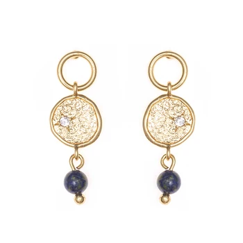 

Women's fashion jewelry plated gold delicate semi precious blue clear stone post stud earrings