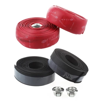 

Bicycle Handlebar Tape / Wrap--Black--with 2 Bar Plugs with 2X Road Race Bike Handlebar Tape Ribbon Wrap with 2 Plugs