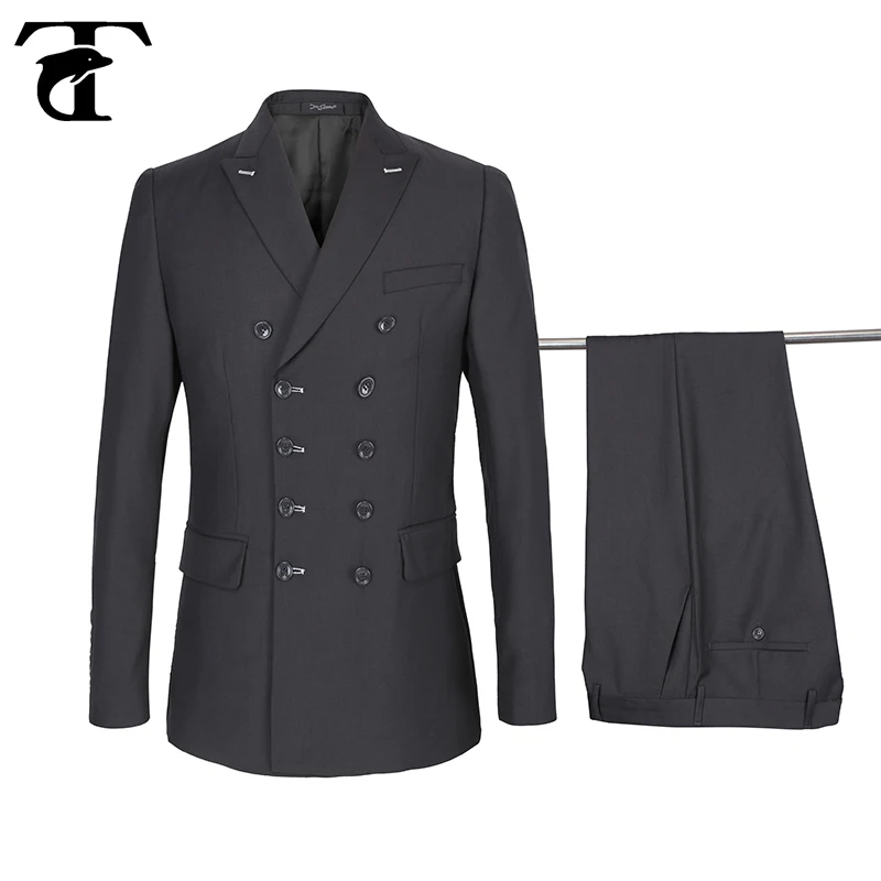 

2020 Gray Double Breasted Suit Men Casual Business Wedding Suits Jacket set 2 pcs Men Terno Costume Homme Mariage Slim Fit 58