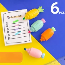 

6 Colors Mixed Kawaii Small Carrots Mini Portable Highlighters Creative School Office Children Stationery Gift Free Shipping
