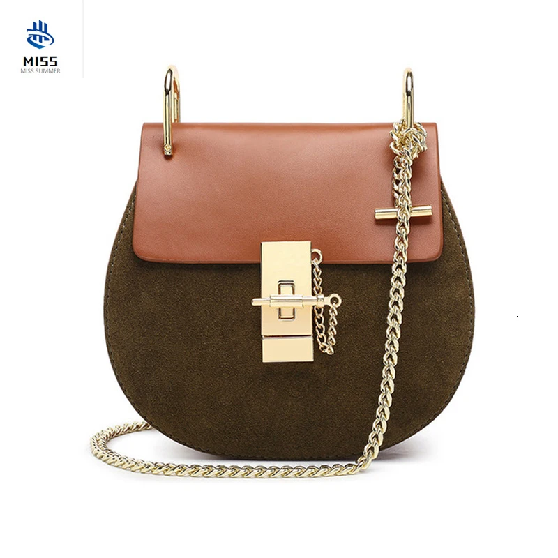 

2019 new women's bag Luxury design chain lock pig bag Leather handbag First layer cowhide ladies shoulder slung small square bag