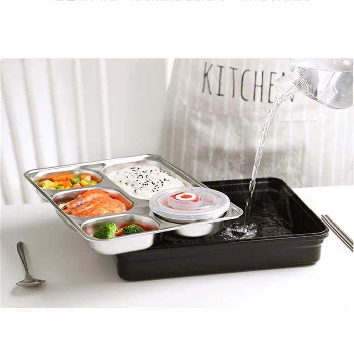 Коробка для обедов, еды, еды, контейнер для хранения Microwavable пластиковая микроволновая печь многоразовые из нержавеющей стали E2S