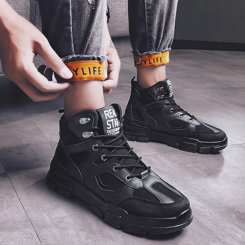 

Autumn New Style Men Mid-top Martin Boots New Style Korean-style Casual Versatile Work Shoes Cool Trendy Shoes