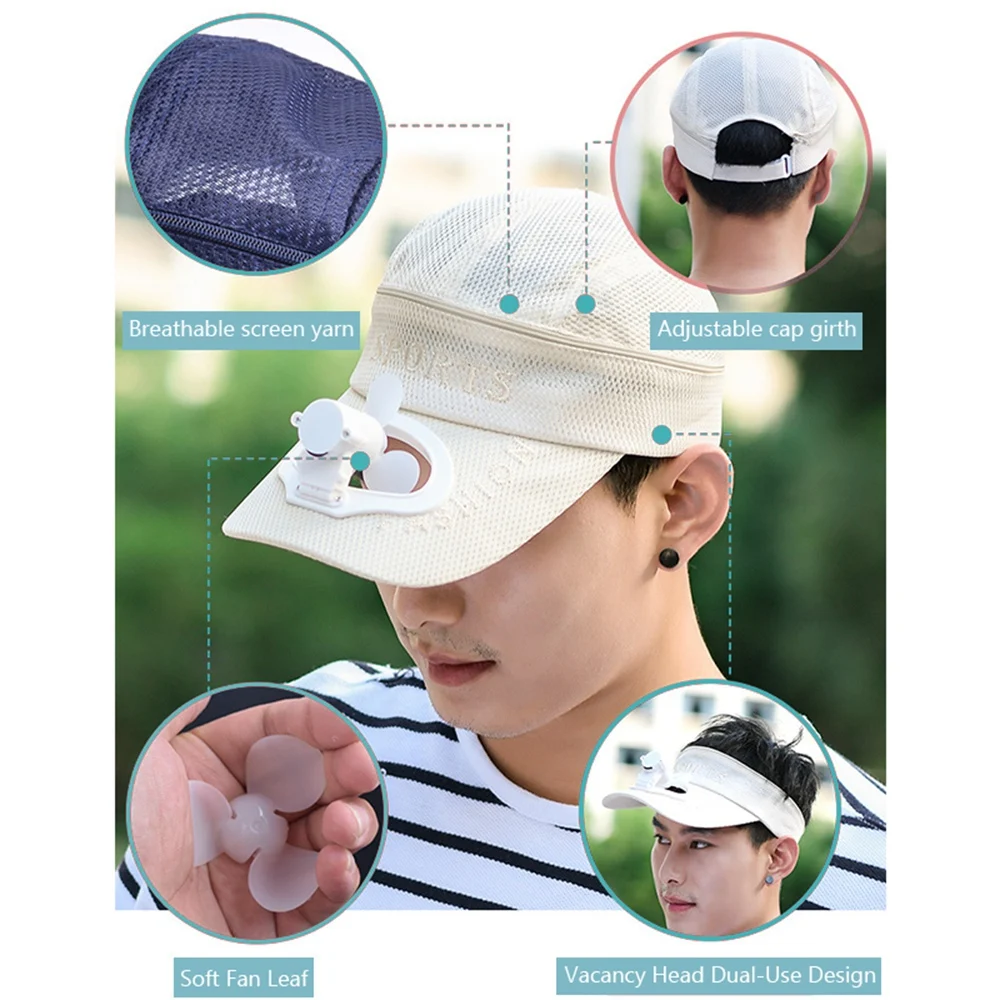 Solar Powered Fan Topi Camping Hiking 