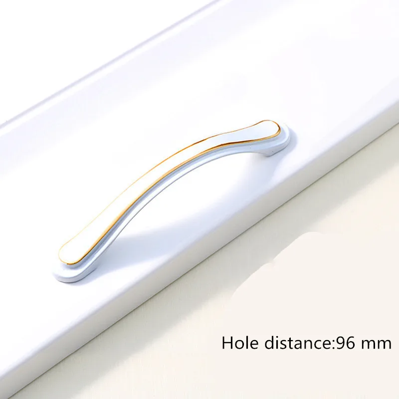 Hole distance 96mm Алюминиевый сплав цвета слоновой кости белый шкаф ручки кухонный шкаф дверные ручки для выдвижных ящиков Европейская мода оборудование для обработки мебели - Цвет: Hole distance 96mm