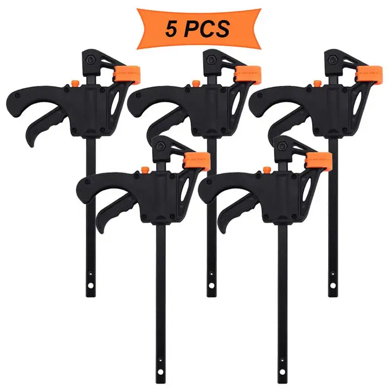 

5pcs Woodworking Bar F Clamp Clip Hard Grip Quick Ratchet Release DIY Carpentry Hand Vise Tool