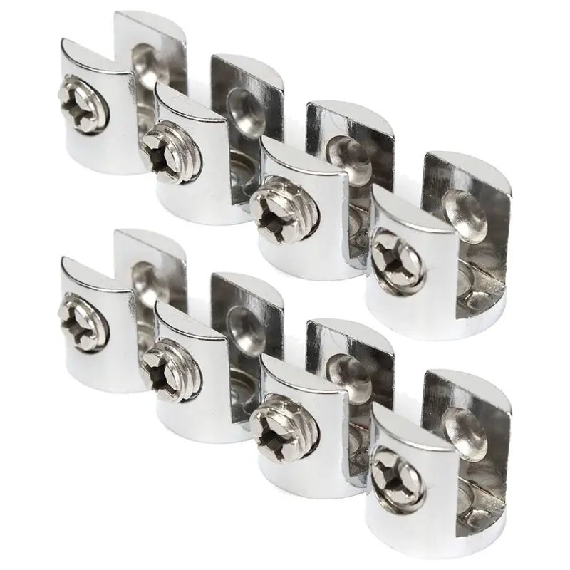 

8 pieces glass bottom support shelf holder 6-8mm Silver