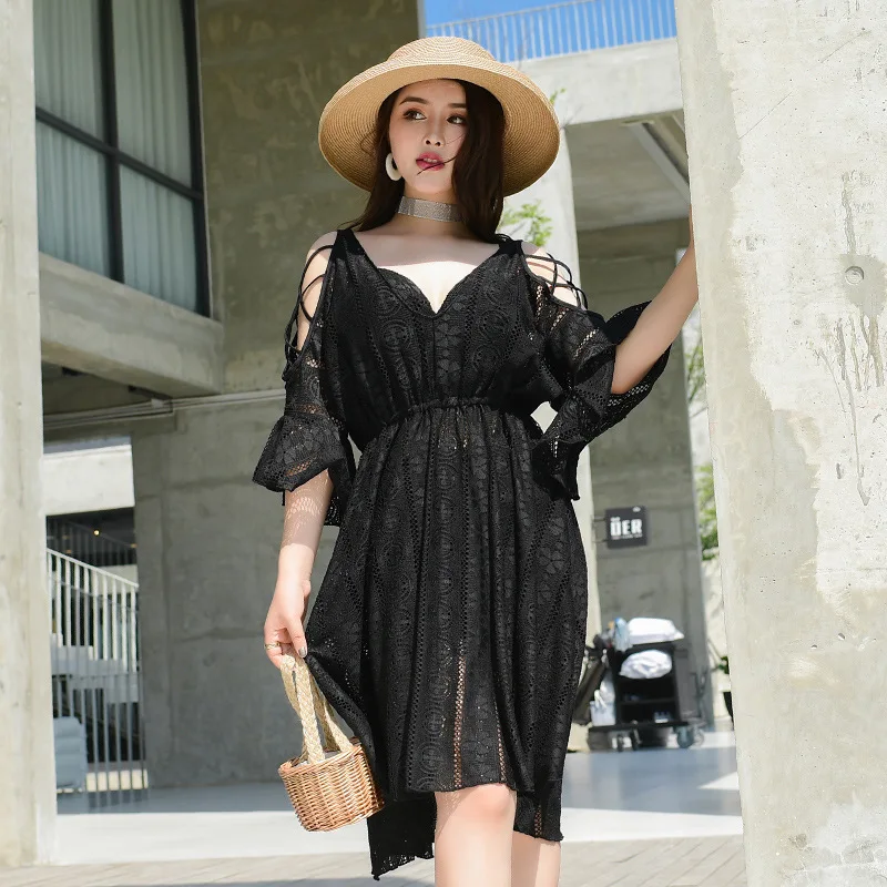 

2020 New Style Korean-style Large Size Swimsuit Split Type Bikini Sun Blocking Cover-up 200 of Fat Mm Beach Long Skirts