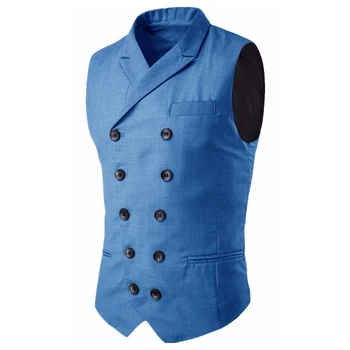 

New Stylish Mens Retro Double Breasted Prom Dress Suits Waistcoat Formal Business Lapel Vests for Party Slim Fit Groomsmen Vest