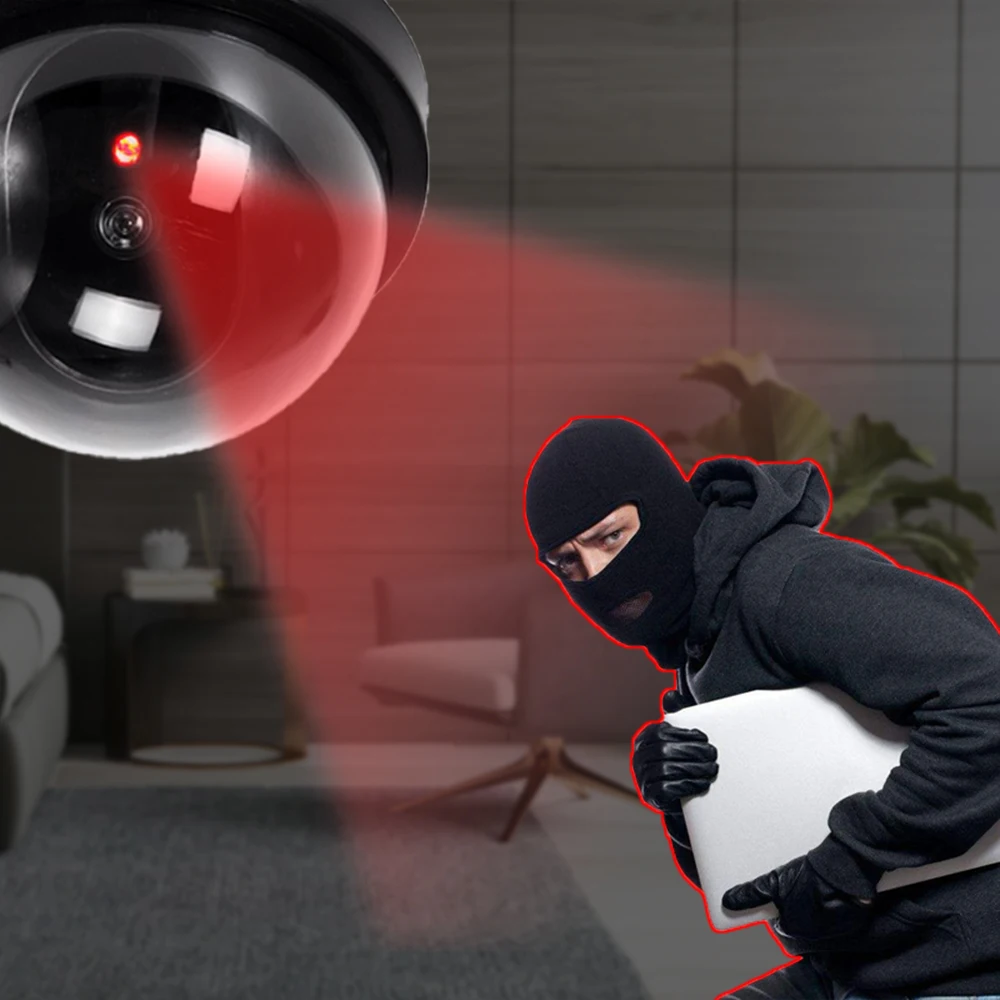 

ONE PICE Dome Simulation Camera Burglar Alarm Deter Thieves Fake Camera Dummy Monitor With Red Strobe Light Camera Housing FZ1