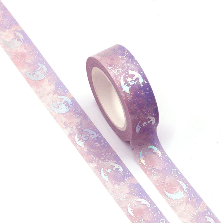 1PC 15MM * 10M de la hoja de oro luna Lunar Eclipse diseños cinta de Washi amplia adhesivo Scrapbooking cinta álbum cinta decorativa de manualidades