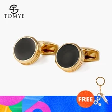 토미 클래식 브래스 경감 님이 블랙 에나멜 커프스 단추 남자 골드 사용자 정의 도매 커프스 단추 xk19s110(China)