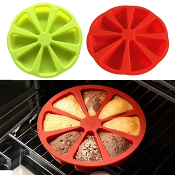 

Silicone 3D Bakeware Moulds Non-Stick Round 8 Holes Oven Orange Pizza Dish Jelly Muffin Mousse Pastry DIY Baking Cake Mold TXTB1