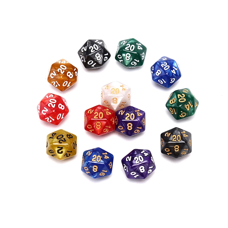 1 шт 20 сторонние игральные кости прочные перламутровые D20 акриловые для
