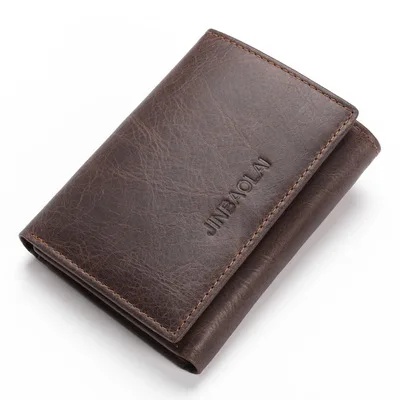 Dark Brown Мужской бумажник из натуральной кожи винтажный блокирующий кошелек держатель кредитных карт Органайзер Кошелек с застежкой кошелек мужской - Цвет: Dark Brown
