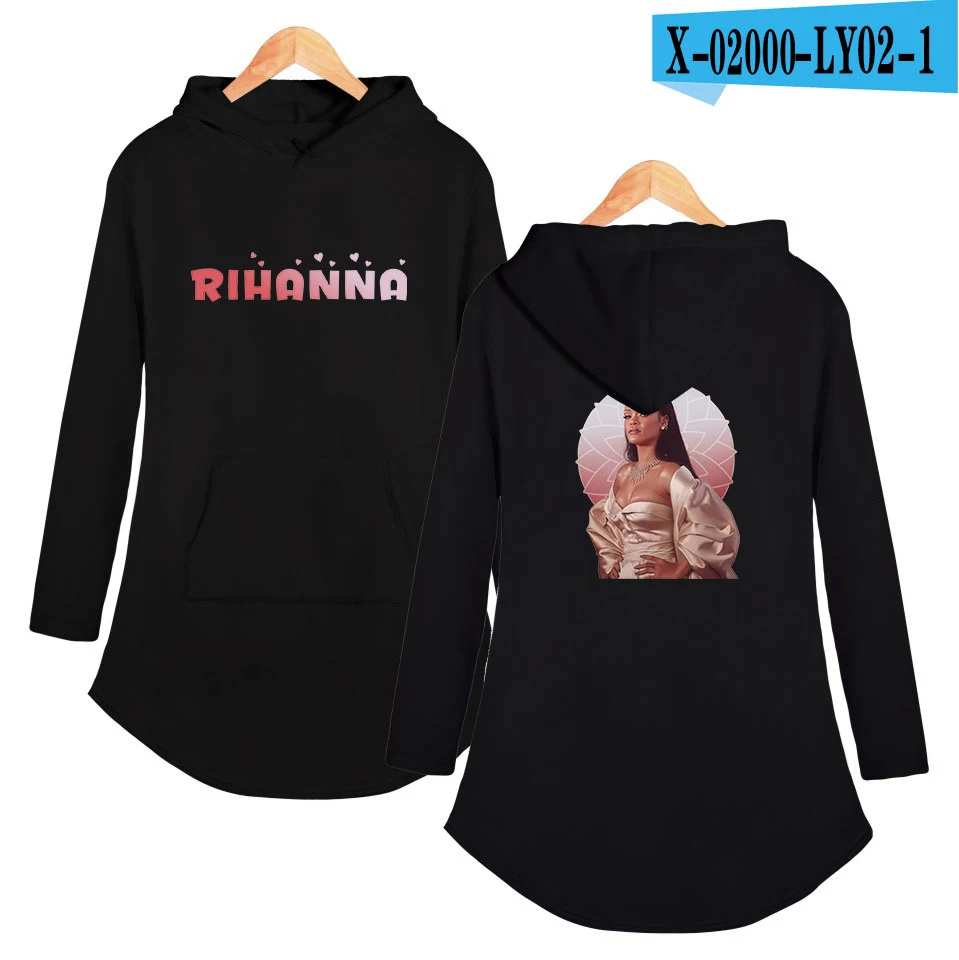 Толстовки Rihanna женские с принтом брендовая Женская Спортивная толстовка с капюшоном повседневные пуловеры с длинным рукавом плюс размер дропшиппинг - Цвет: black