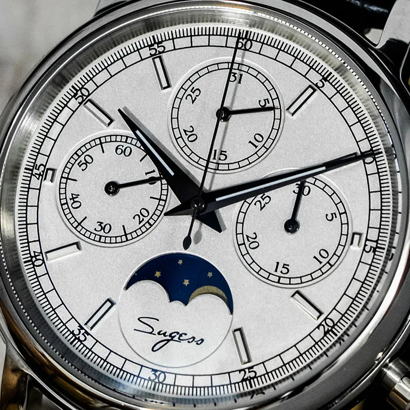 Новые модные часы с хронографом из нержавеющей стали SEAGULLST1908 с механизмом сапфировое стекло 5ATM Мужские механические часы с фазой Луны