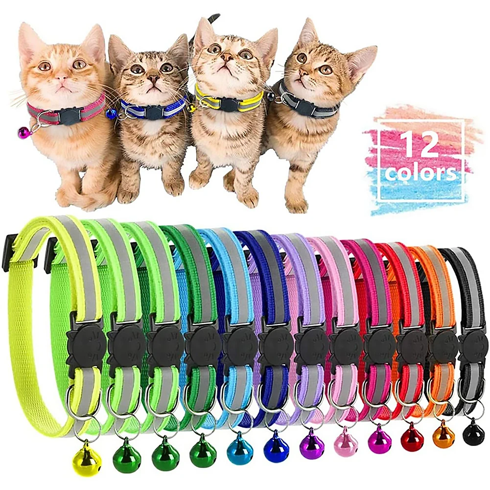 12pcs Pet Cat Kitten Collar Neck Strap Quick Release Adjustable Safety