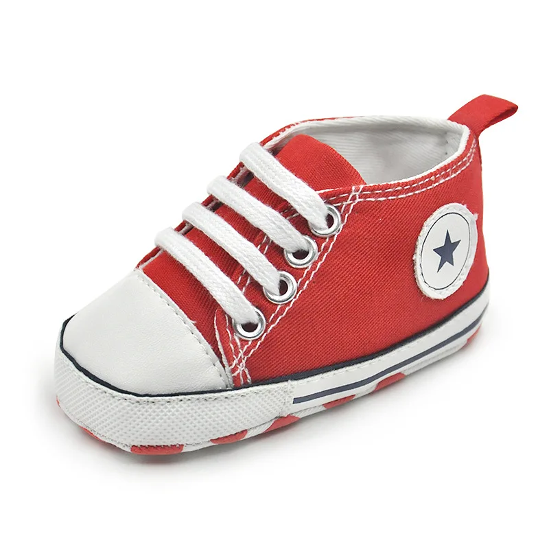 Red Star Новые парусиновые классические спортивные кроссовки для новорожденных мальчиков и девочек; обувь для первых шагов; обувь для малышей с мягкой нескользящей подошвой; детская обувь - Цвет: Red Star