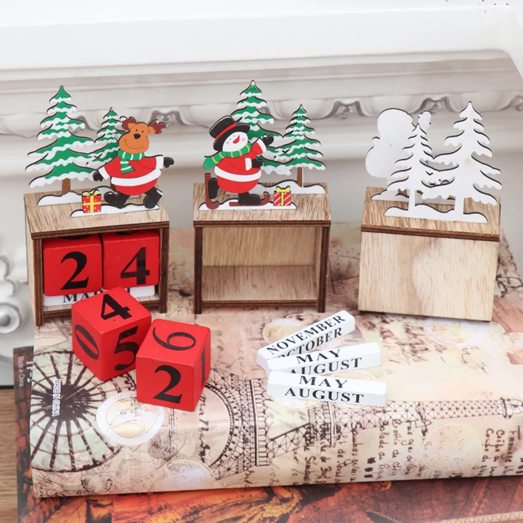 Christmas Decorations European Pastoral Craft Wooden Creative Ornaments Calendar Kalendarz Adwentowy Christmas Advent Calendar