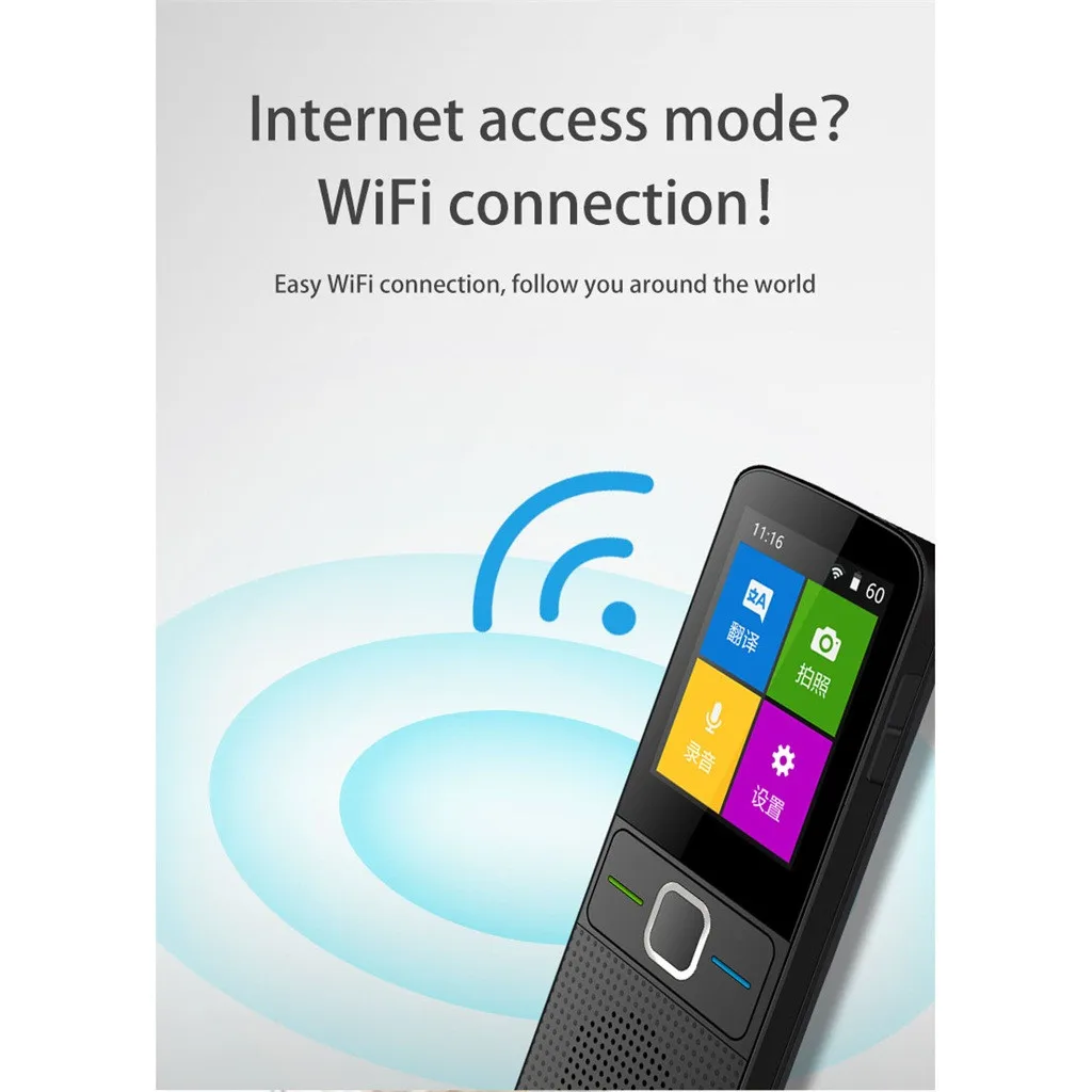 Портативный переводчик с WiFi переводом камеры или 2,4 дюймов Поддержка экрана 137 языков Взаимный перевод для путешествий