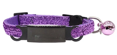 Purple Black Нейлоновый ошейник кошки домашний питомец с индивидуальной надписью ошейники с именная бирка с колокольчиком Регулируемая пряжка собачий ошейник для щенка принадлежности маленький чихуахуа - Цвет: Purple Black