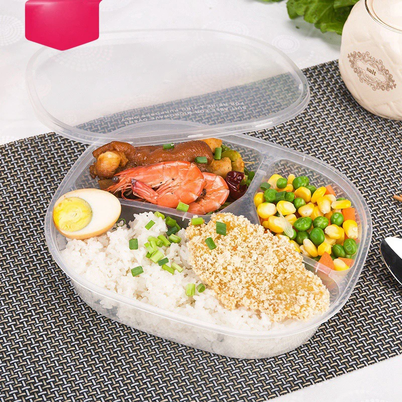 

1000ml Disposable Lunch Box Takeaway Fast Food Pack Boxes 3 Compartment Meal Prep Plastic Food Container