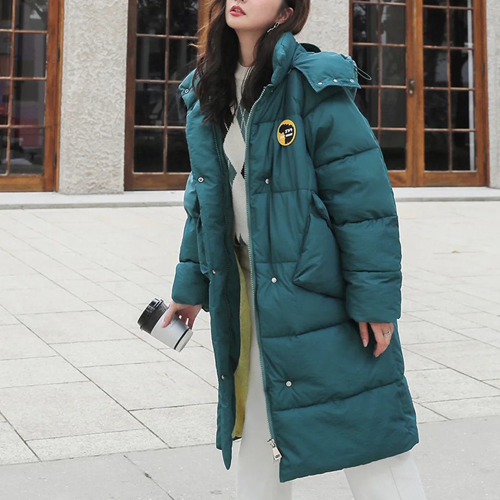 manteau femme winter coat Women Winter Dinosaur Print Hooded Pocket Long Sleeve Coat abrigos mujer invierno