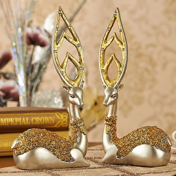 

Deer Model Home Furnishing Decoration Crafts Creative Livingroom Figurines Fashion Ornaments 2020 Resin Luxury Wedding Gift