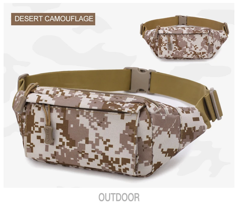 Desert Camouflage Водонепроницаемая поясная сумка для бега, сумка для путешествий, сумка на ремне, держатель для телефона, спортивный кошелек на молнии, пояс для упражнений, поясная сумка - Цвет: Desert Camouflage