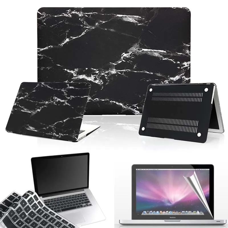 Black Marble KK& LL Матовый Жесткий чехол для ноутбука, защитный чехол+ клавиатура+ экран для Apple MacBook Air Pro retina 11 12 13 15 - Цвет: Black Marble