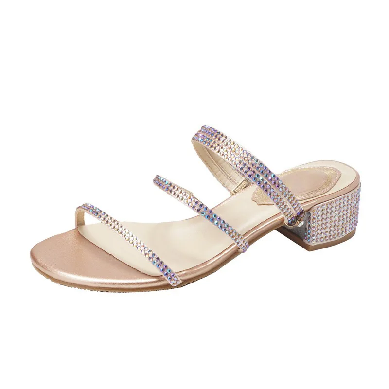 

New summer shoes, two pairs of rhinestone sandals, women's one-piece thick with net red fairy wind slippers