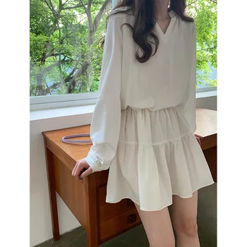 

BGW HT41025 Little V Neck Loose Cocktail Dresses Long Sleeves One Size Three Colors 2020 Mini Gown Girl Party Dress