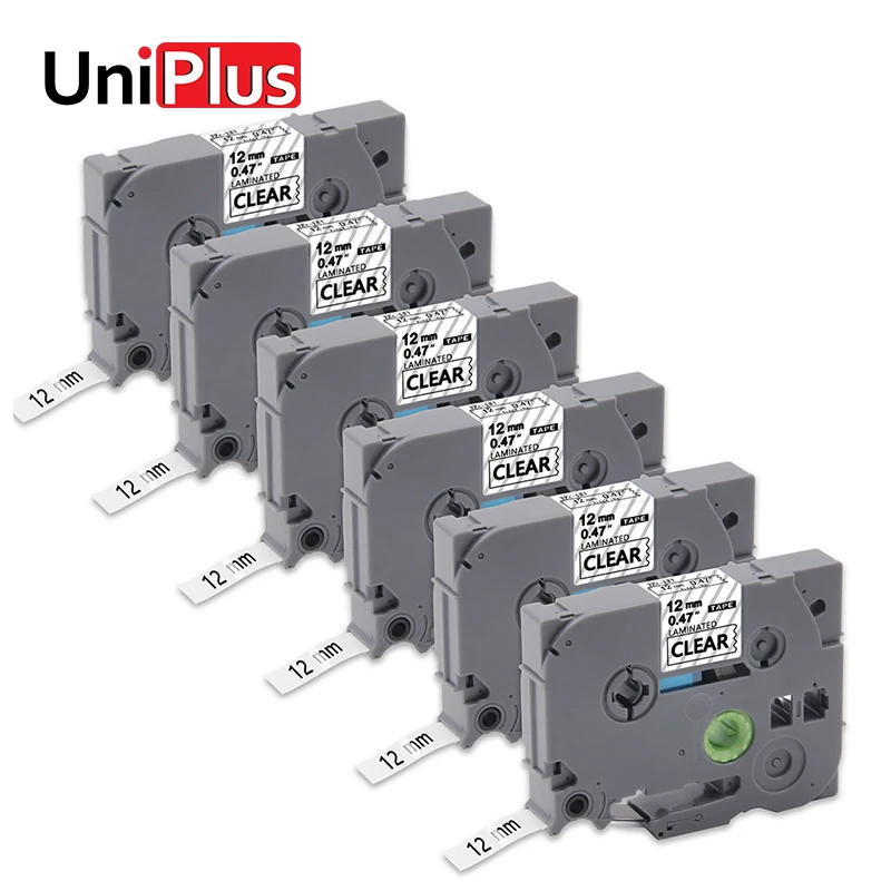 UniPlus 6 шт. TZe-131 tze131 производитель этикеток 12 мм для Brother tz131 принтер черный на