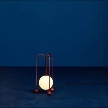 

Post-modern Italian Designer Creative Table Lamp for Foyer Bed Room Bar Apartment Decor Iron Glass Red Desk Light 1908