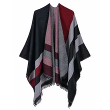 Роскошные пончо и накидки новые кашемировые женские зимние шарфы теплые шали и обертывание брендовый дизайн пашмины теплый плед пальто